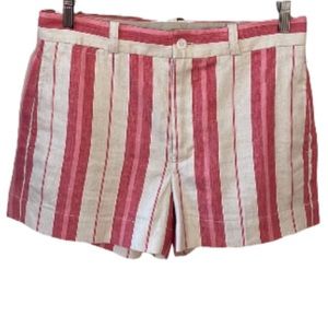Ralph Lauren Sport Linen Cotton Mix Red and Pink Striped Shorts Size 6